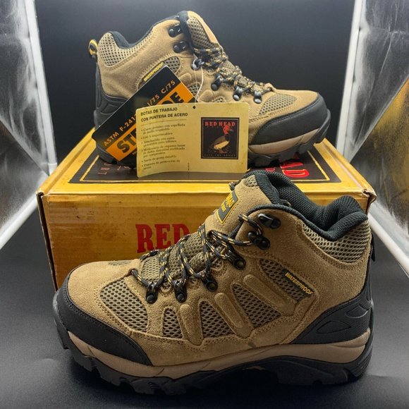 Red Head Men's Blain Work Boots Brown Leather Lace Up Steel Toe Waterproof 8M - Picture 2 of 10